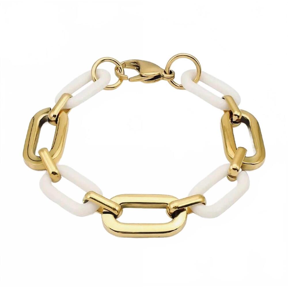 NEW SAHIRA JEWELRY DESIGN women's jenna link acrylic bracelet in white